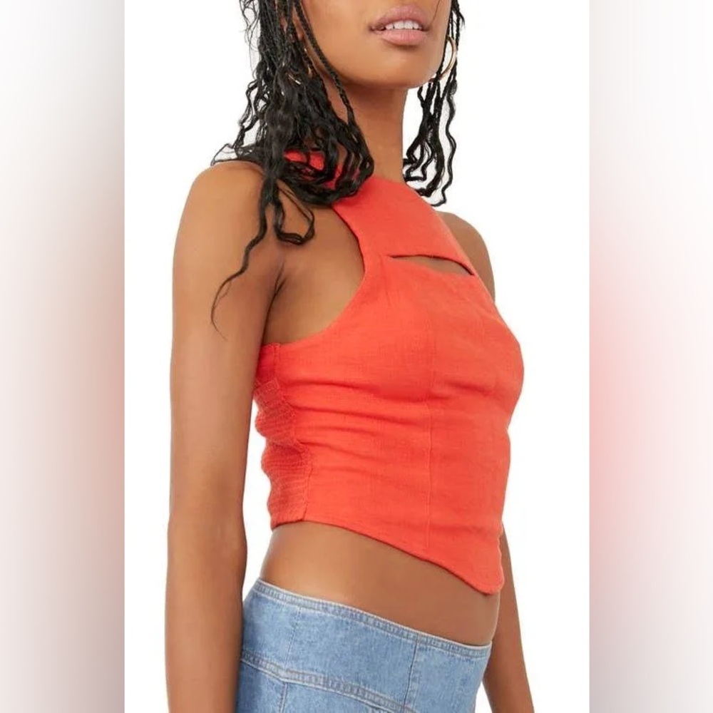 Free People Sneak A Peek Smocked Cutout Sleeveless top